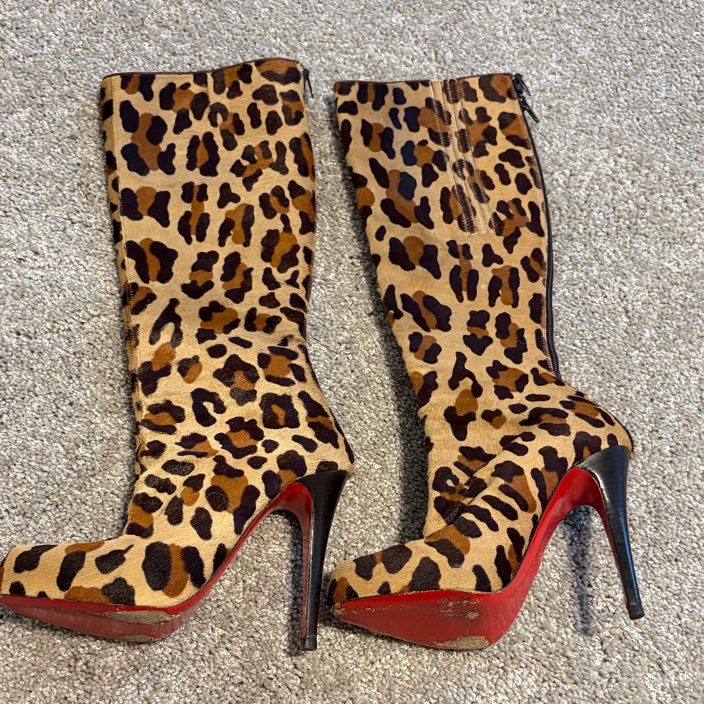 Christian Louboutin Leopard Print Heeled Boots